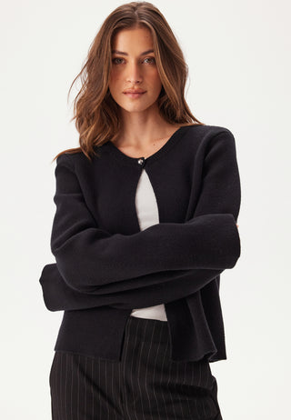 bubbleroom-one-button-cardigan-black
