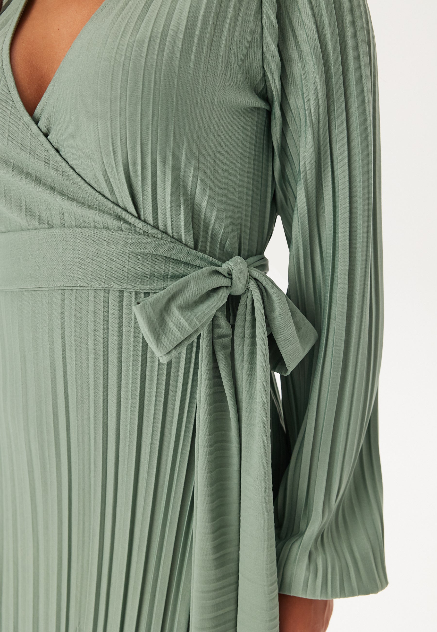 Bubbleroom Pleated Wrap Dress Dresses Green Bubbleroom Pleated Wrap Dress Dresses Green