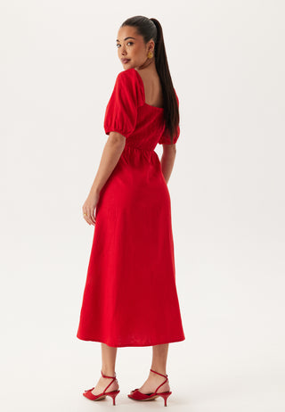Puff Sleeve Linen Blend Dress
