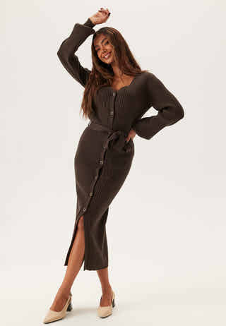 Rib Knitted Cardigan Dress
