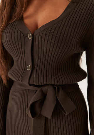 Rib Knitted Cardigan Dress
