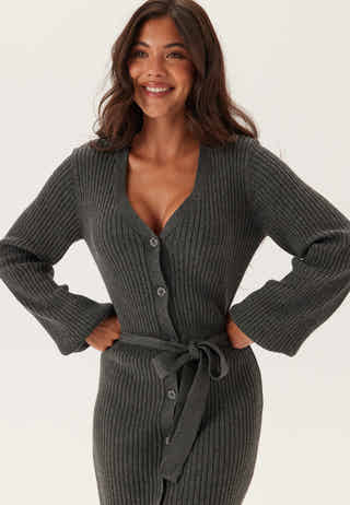 Rib Knitted Cardigan Dress