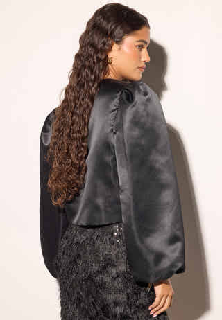 Round Neck Puff Sleeve Blouse