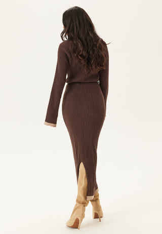 Round Neck Rib Knitted Maxi Dress