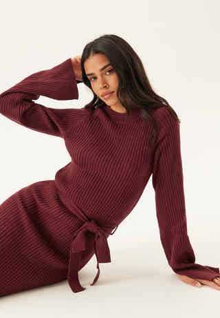 Round Neck Rib Knitted Maxi Dress