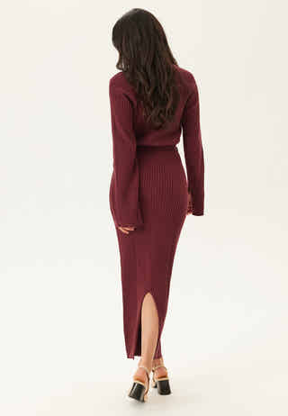 Round Neck Rib Knitted Maxi Dress