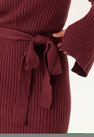 Round Neck Rib Knitted Maxi Dress