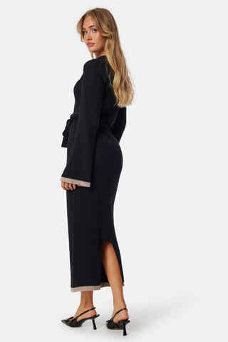 Round Neck Rib Knitted Maxi Dress