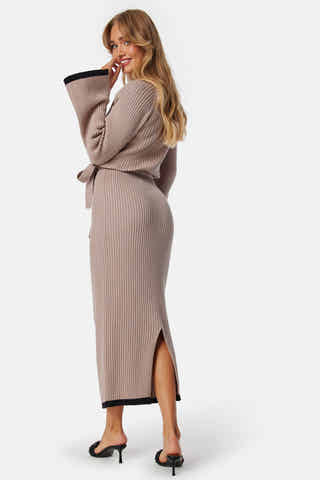 Round Neck Rib Knitted Maxi Dress