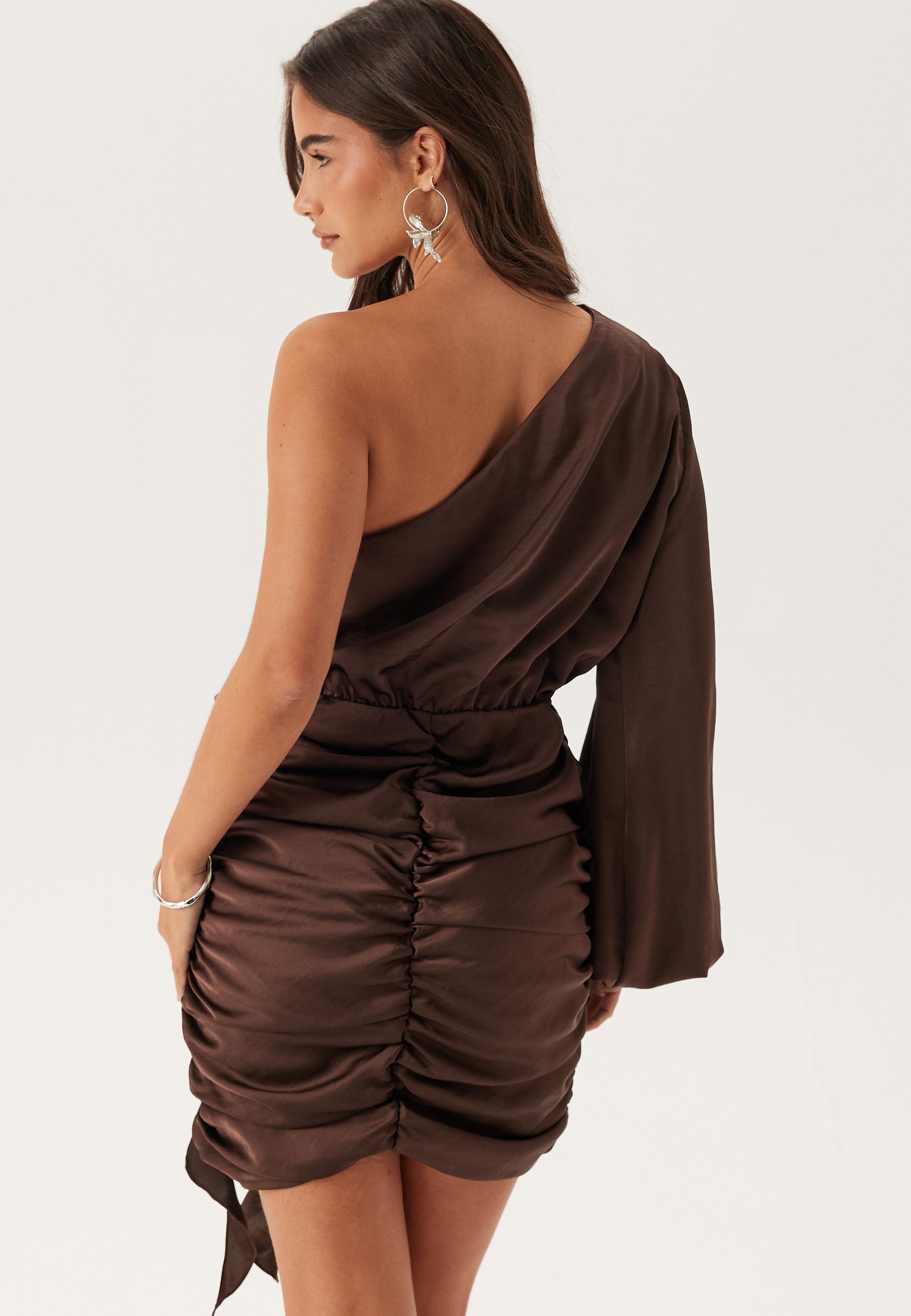 Bubbleroom Satin Short Dress Brown Brown Bubbleroom Satin Short Dress Brown Brown