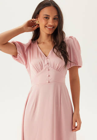 Bubbleroom Satin Short Sleeve Maxi Dress Dresses Pink Bubbleroom Satin Short Sleeve Maxi Dress Dresses Pink