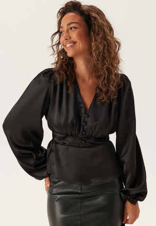 Satin V-neck Blouse