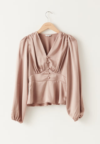 Satin V-neck Blouse