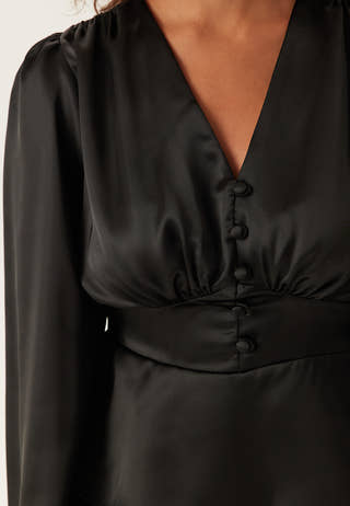 Satin V-neck Blouse
