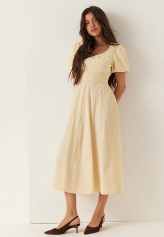 Bubbleroom – Seersucker Midi Dress – Dresses – Yellow