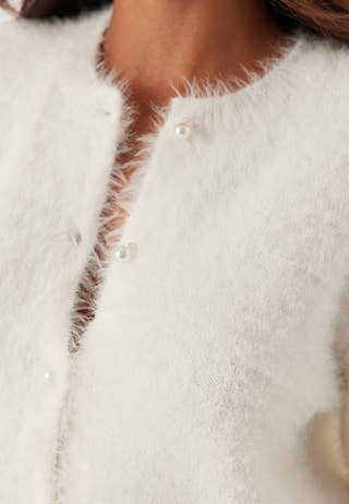 Short Sleeve Fluffy Knitted Cardigan