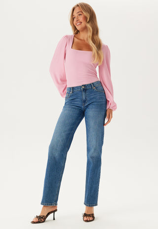 Square Neck Balloon Sleeve Top