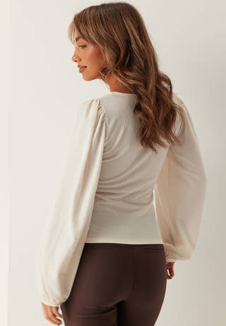 Square Neck Balloon Sleeve Top