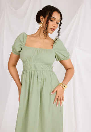 Square Neck Cotton Maxi Dress