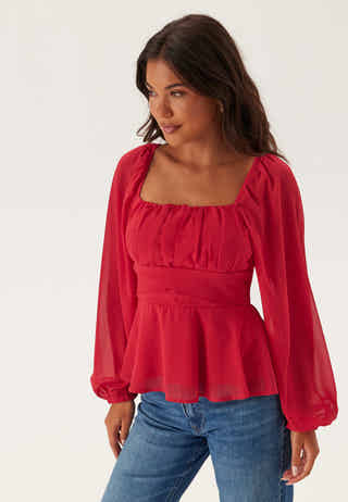 Square Neck L/S Georgette Blouse