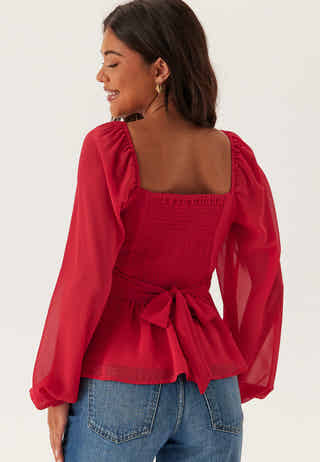 Square Neck L/S Georgette Blouse