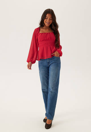 Square Neck L/S Georgette Blouse