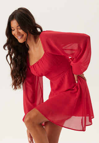 Square Neck L/S Georgette Dress