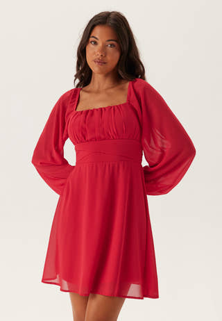 Square Neck L/S Georgette Dress