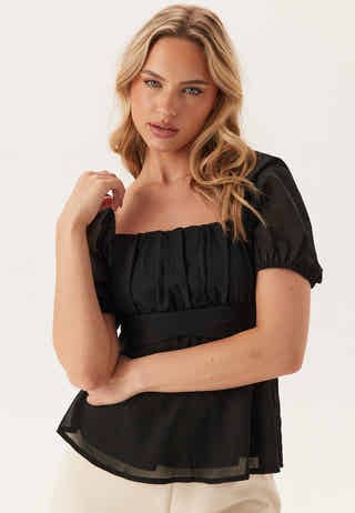 Square Neck S/S Georgette Blouse