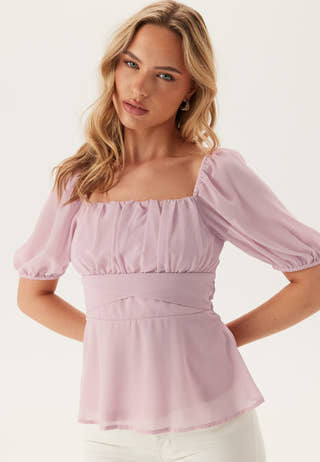 Square Neck S/S Georgette Blouse