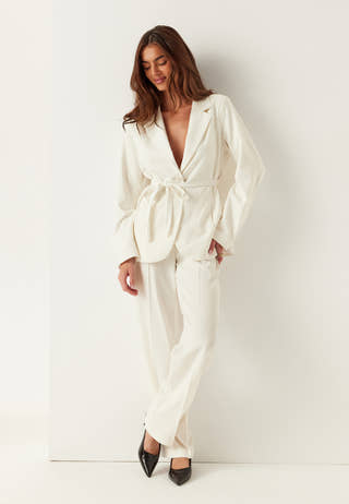 Straight High Waist Suit Trousers