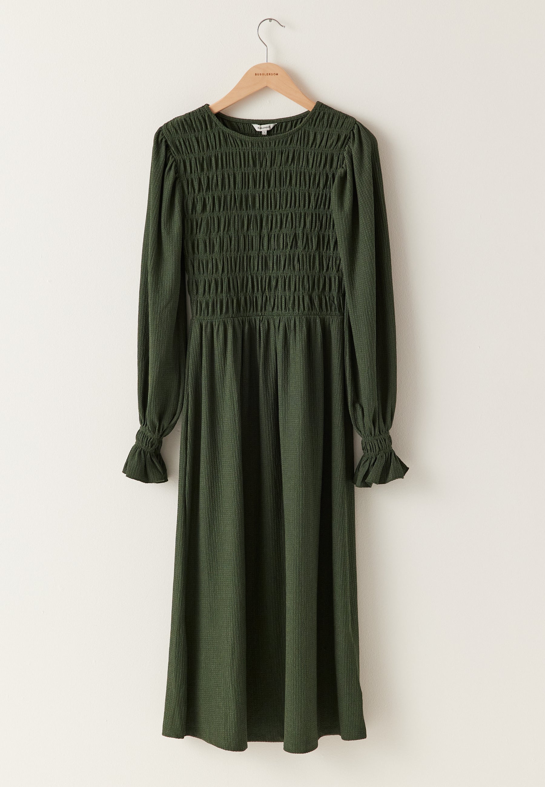 Bubbleroom – Structure Long Sleeve Midi Dress – Christmas dresses – Green