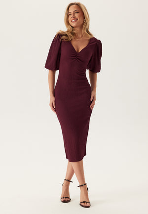 Bubbleroom Structure Puff Sleeve Dress Dresses Red Bubbleroom Structure Puff Sleeve Dress Dresses Red