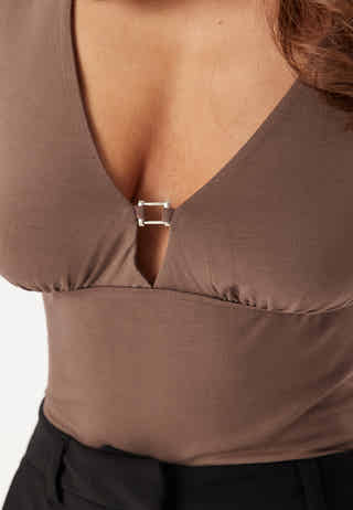 V-Neck Buckle Top