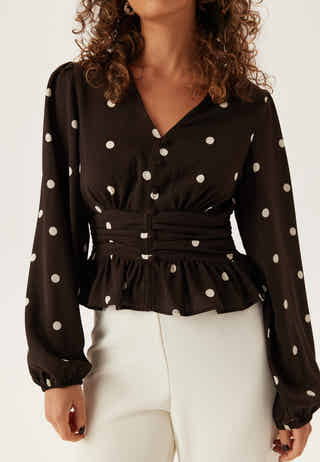 V-neck Button Blouse