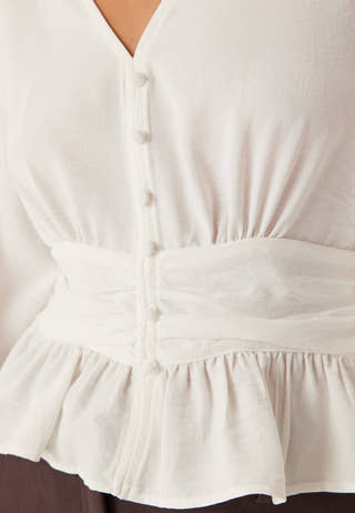 V-neck Button Blouse