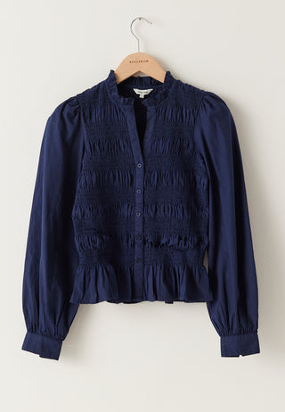 V-neck Cotton Smock Blouse