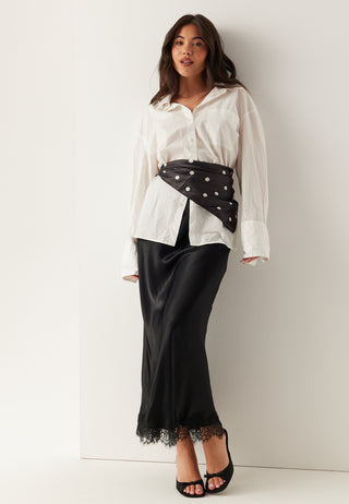 Viscose Satin Lace Skirt