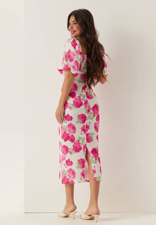 Volume Sleeve Midi Dress