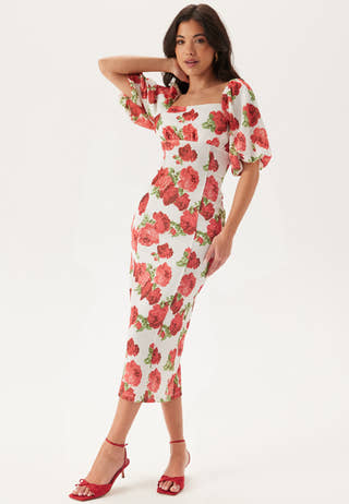 Volume Sleeve Midi Dress