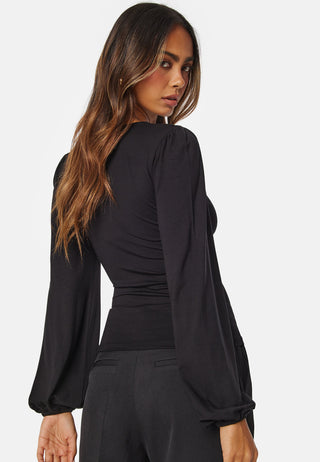Square V-neck Long Sleeve Puff Top