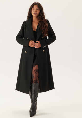 Shaped Wool Blend Coat