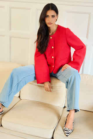 Wide Sleeve Bouclé Jacket