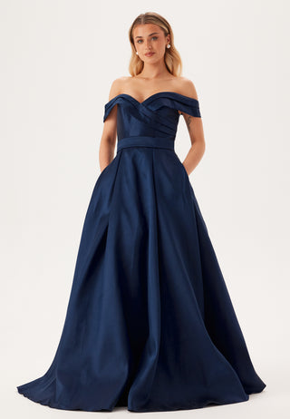 Mikado Evening Dress With Carmen Sleeves