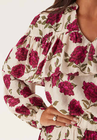 Printed Frill Blouse