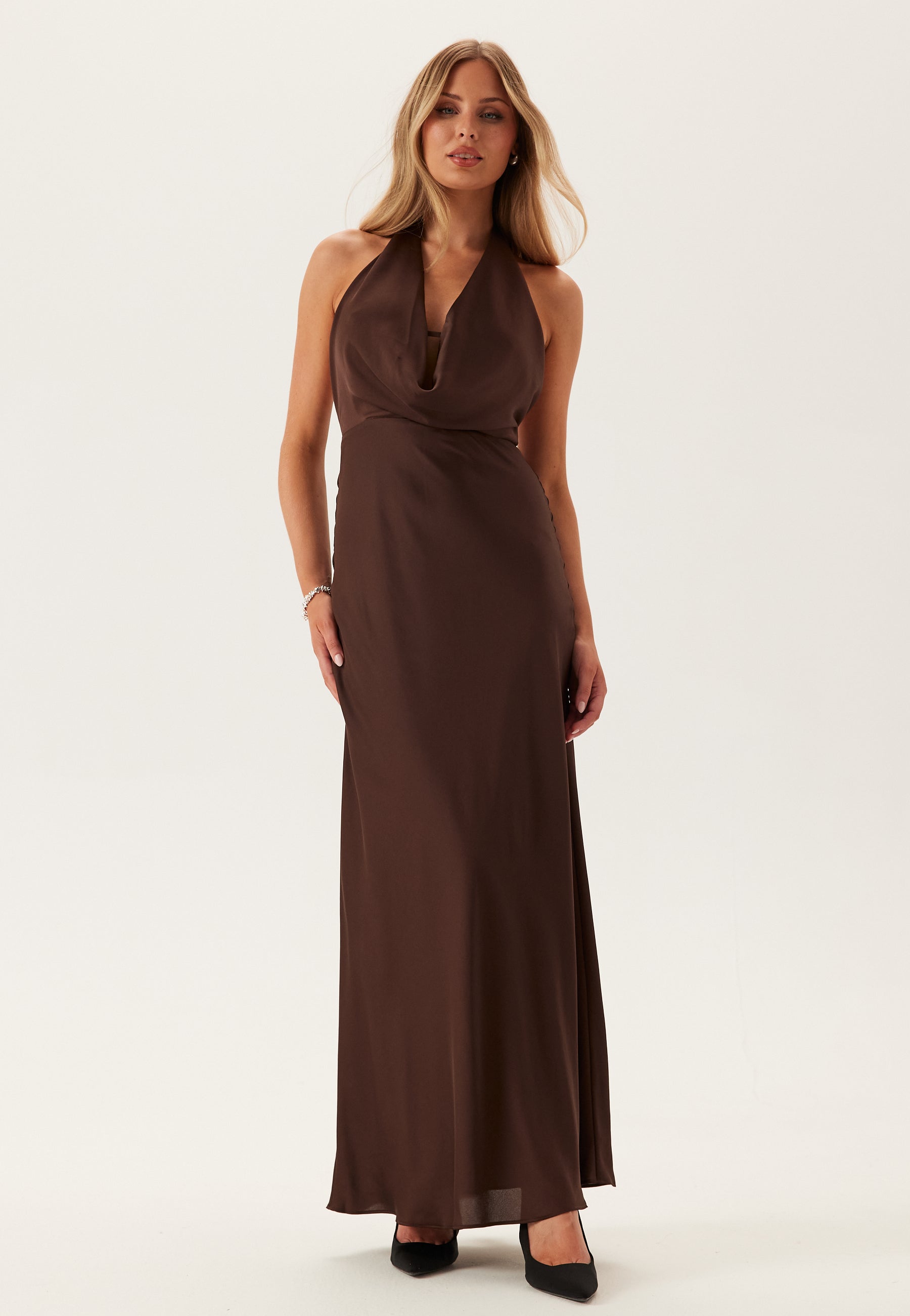 Forever new Becca Cowl Halter Satin Gown Bridesmaid dresses Brown Forever new Becca Cowl Halter Satin Gown Bridesmaid dresses Brown