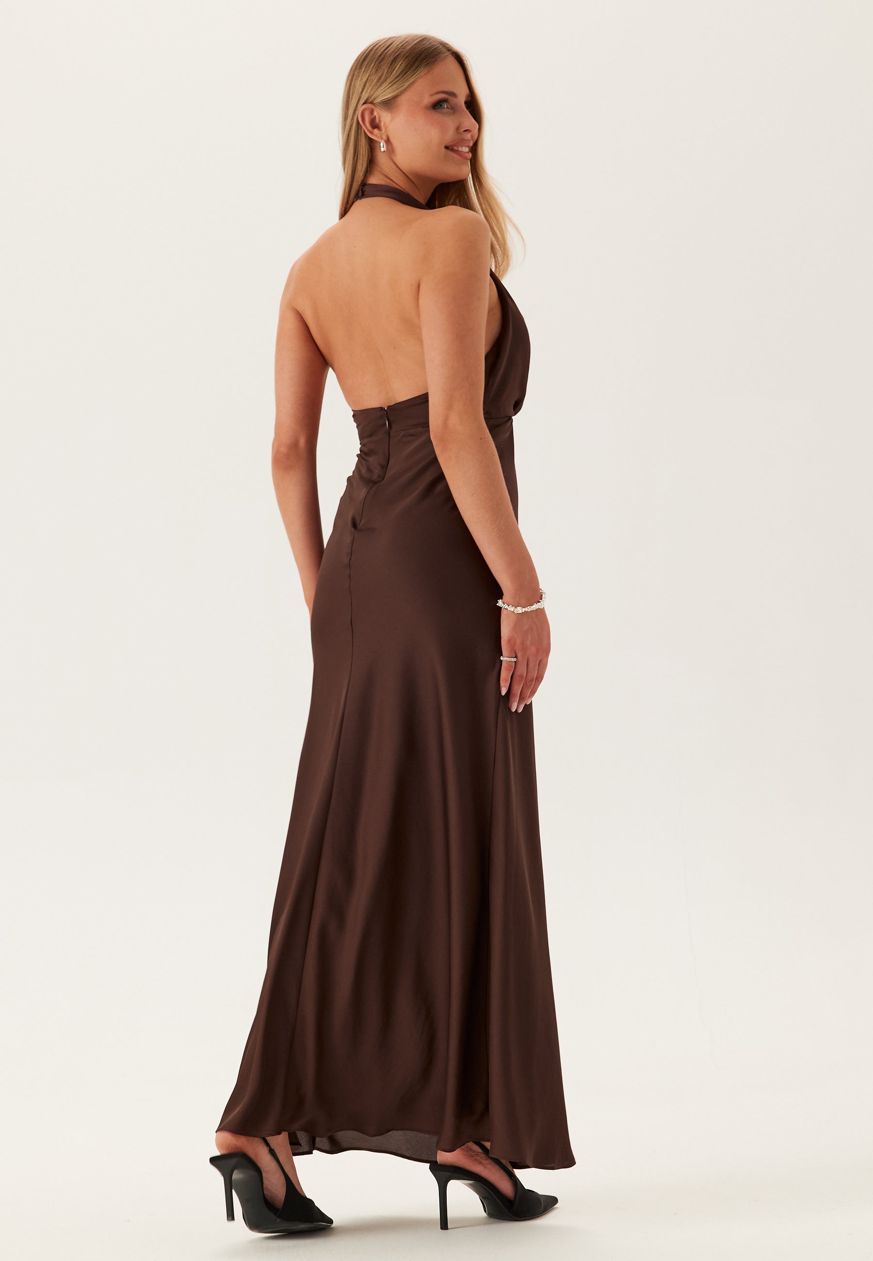 Forever new Becca Cowl Halter Satin Gown Bridesmaid dresses Brown Forever new Becca Cowl Halter Satin Gown Bridesmaid dresses Brown