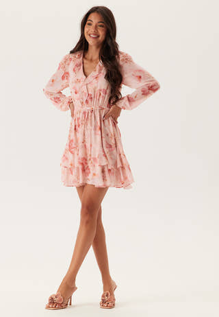 Heather Ruffle Long Sleeve Mini
