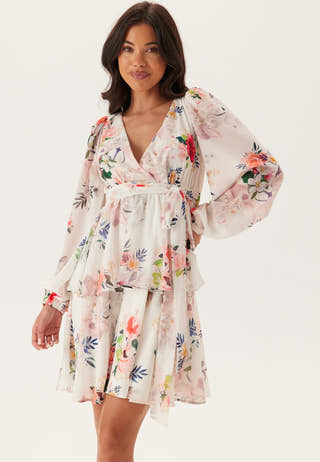 Floral Long Sleeve Tiered Skater Dress