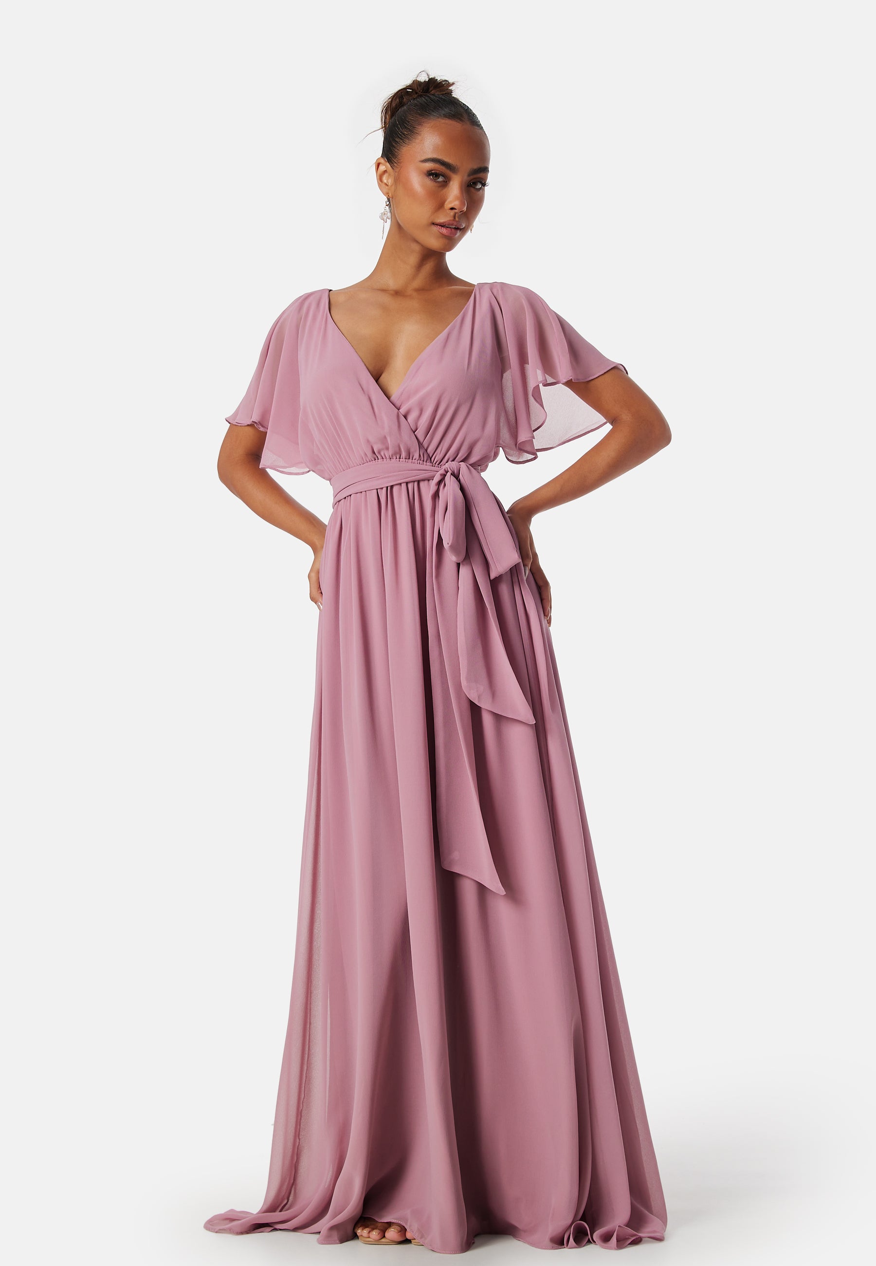 Goddiva Flutter Chiffon Maxi Dress Ball gowns Pink Goddiva Flutter Chiffon Maxi Dress Ball gowns Pink